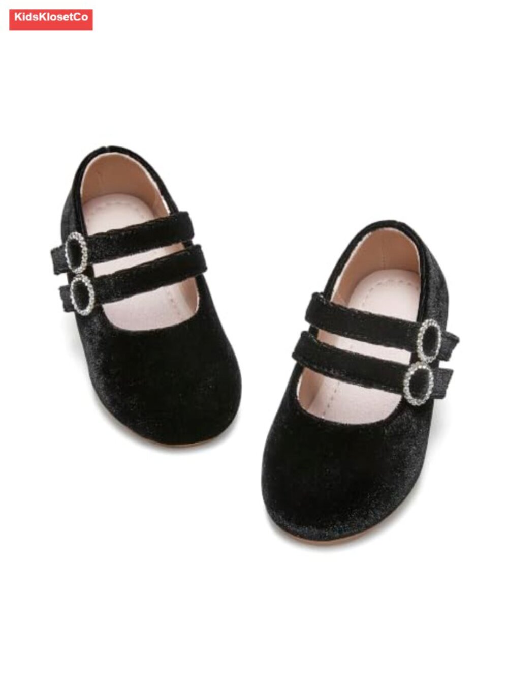 Girls Toddler Mary Jane Princess Dress Shoes Ballet Flats Velvet Hook & Loop